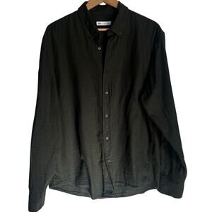 Zara Long Sleeve Button Down Cotton Shirt in Dark Olive